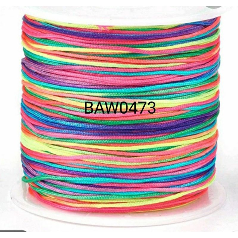 tali cord satin 0,8 mm warna pelangi per rol
