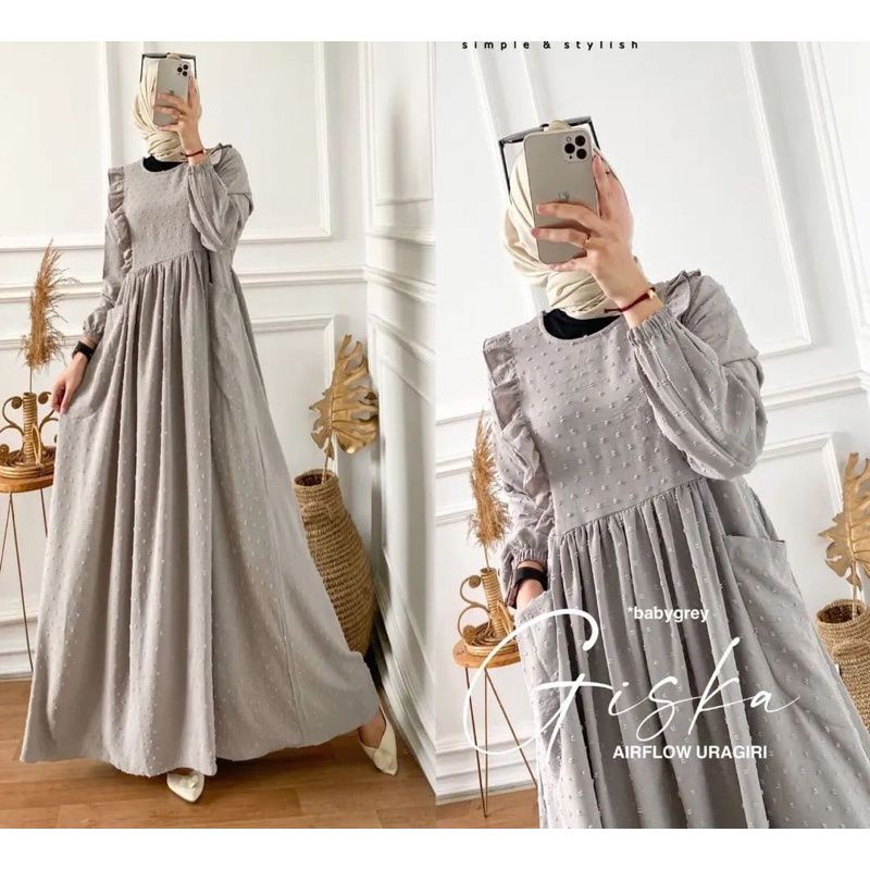 Giska Dress Uragiri Airflow / Gamis ORI Rubiah Terbaru / Maxy Dress Cantik