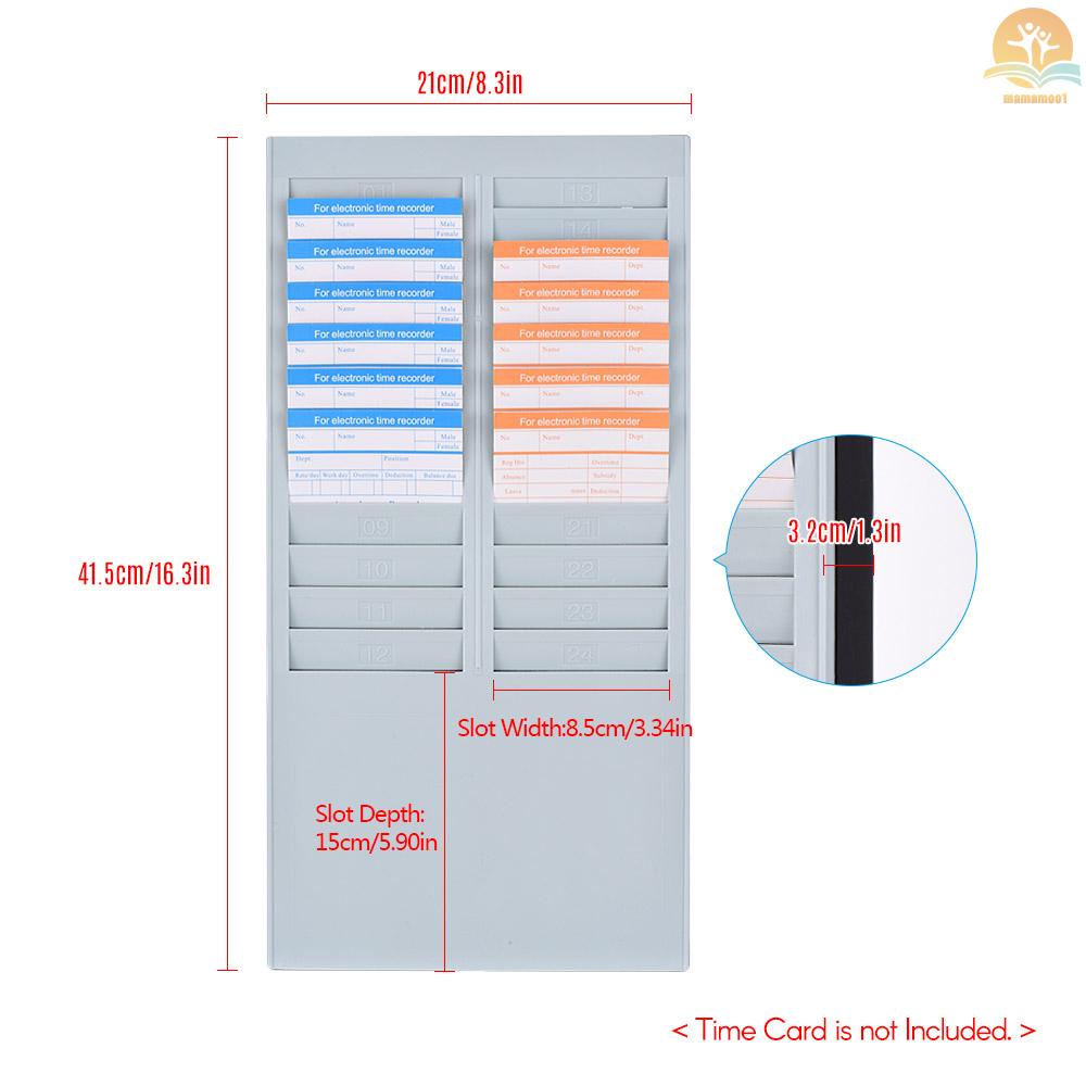 DOYO Time Card Rack Wall Mount Holder 24 Pocket Slot for Attendance Recorder Punch Time Office