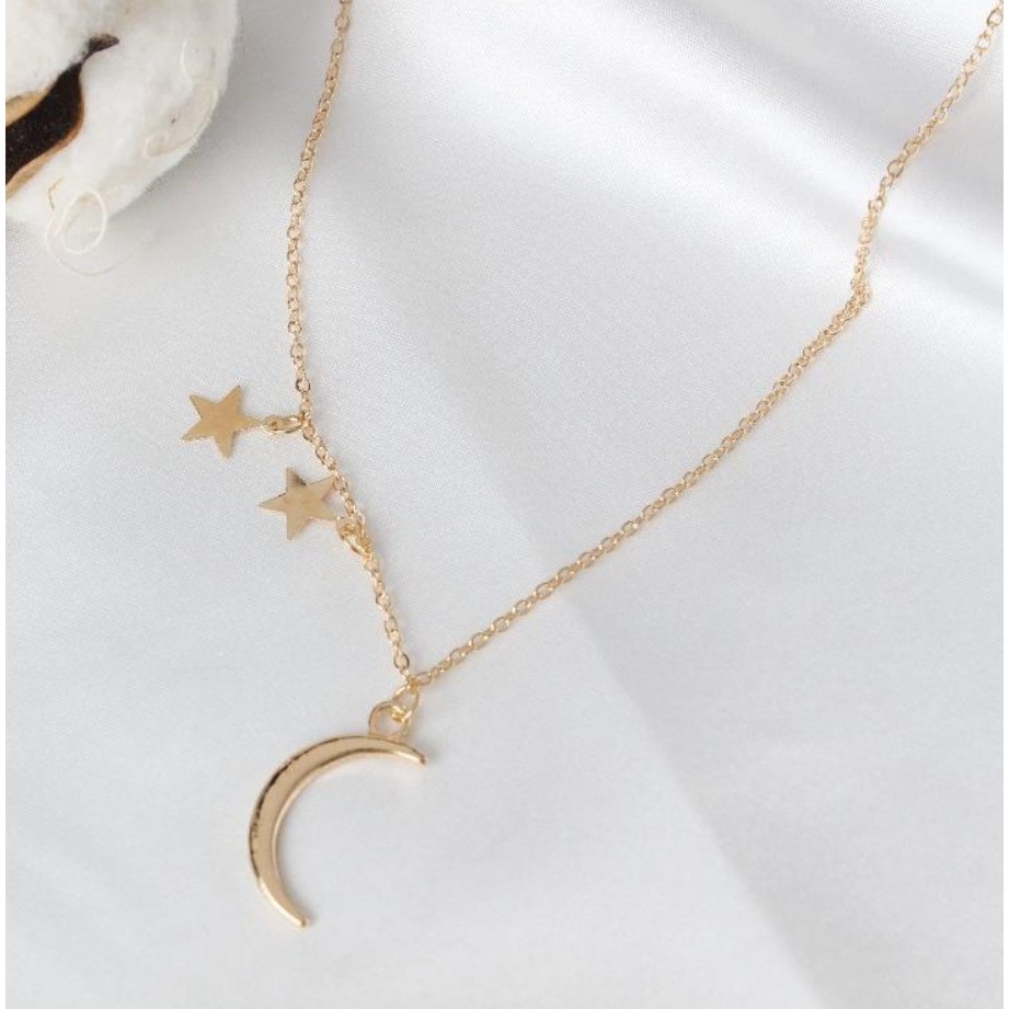 Kalung Wanita MOON STAR Korea Fashion Women Necklace Titanium Alloy Bulan Bintang Aksesoris Cewe