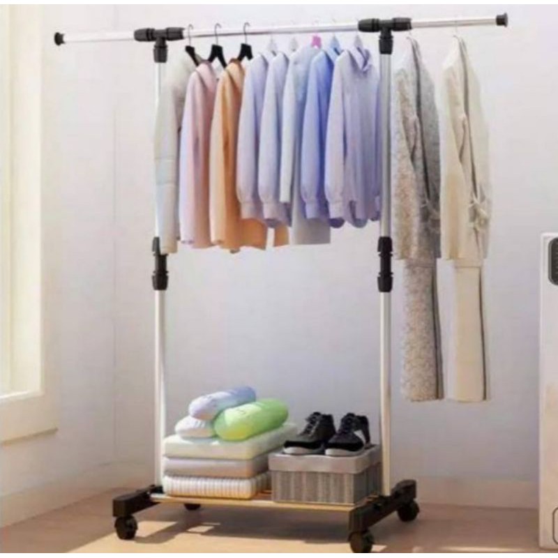 SINGLE Rod rack POLE bisa jemuran baju handuk