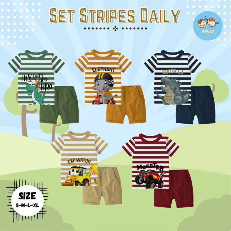 Setelan anak laki-laki/Set stripes daily/setelan stripe