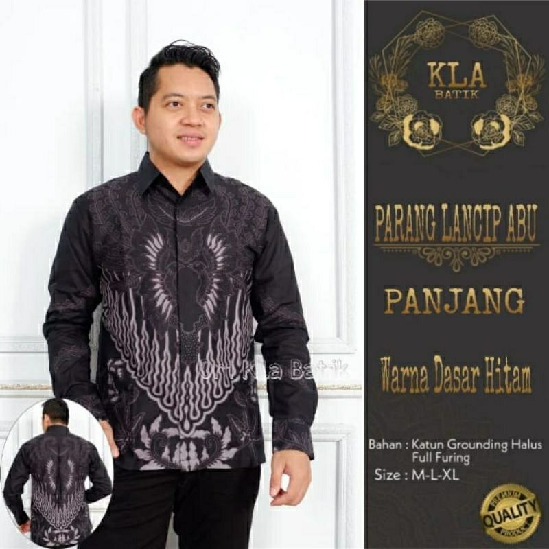 TRUCUK ABU BATIK PRIA LENGAN PANJANG LAPIS FURING BATIK SOLO