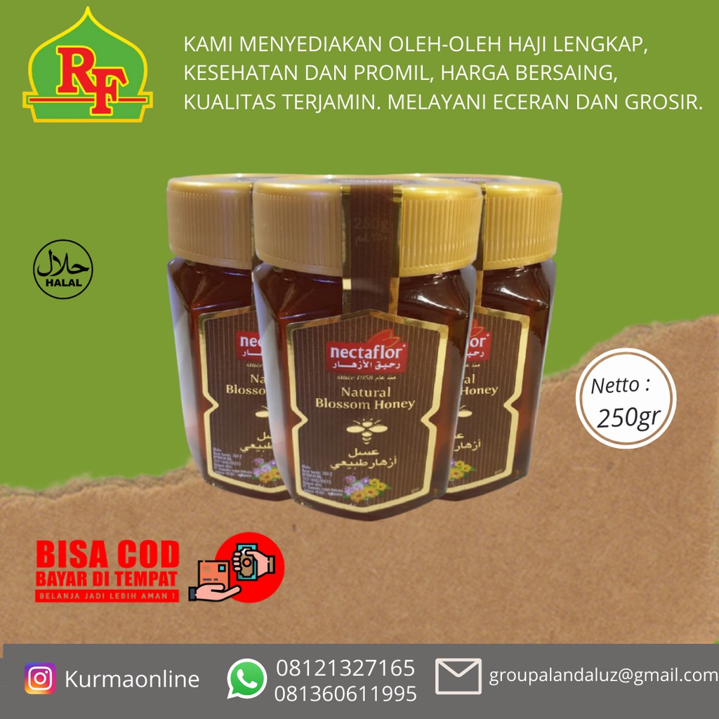 

Madu nectaflor Natural Blossom Hony 250gr 60gr Oleh Oleh Souvenir Umroh Haji