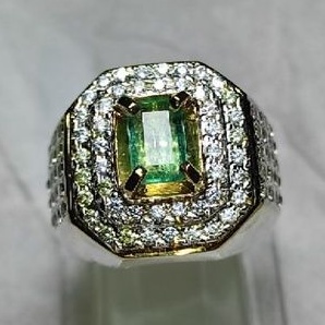 Natural Emerald Beryl Ce Minor Zamrud Colombia Asli super hight quality Ring Perak Handmade cincin p