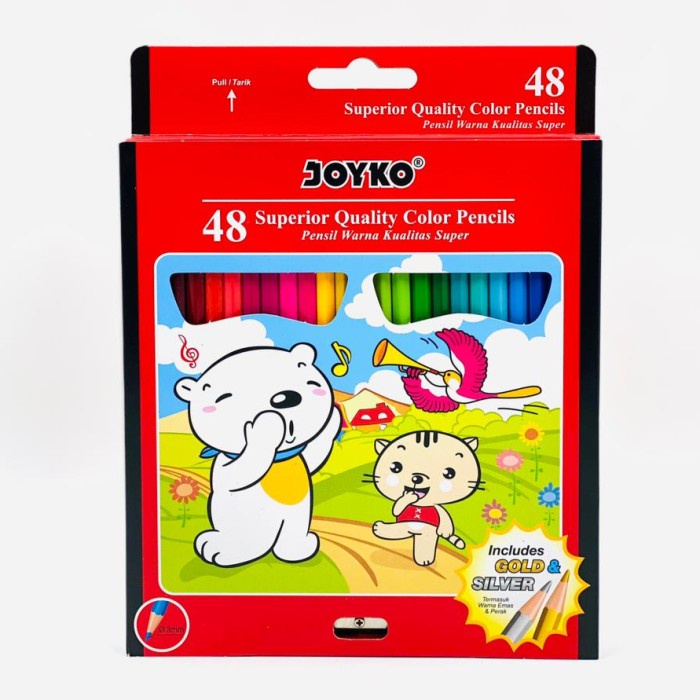 

(BISA COD) Pensil Gambar Warna Joyko 48 Warna Color Panjang CP-48PB CP 48PB