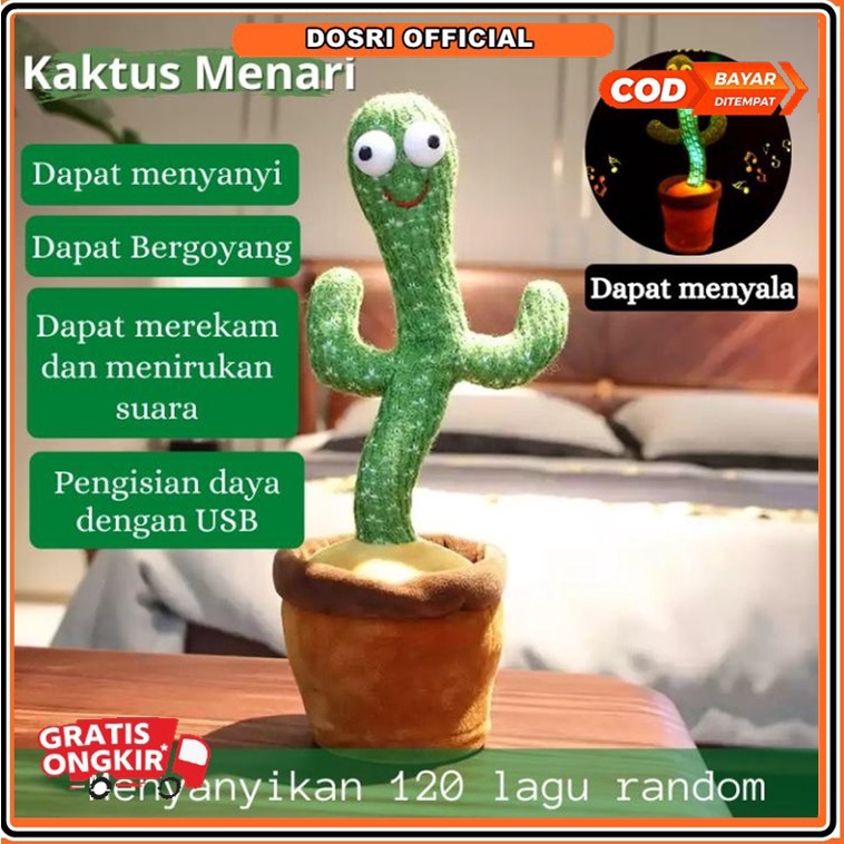 Cactus Toy Boneka Pintar Kaktus Joget Joged Goyang Bisa Ngomong Rekam Bicara Menari Dance Dancing