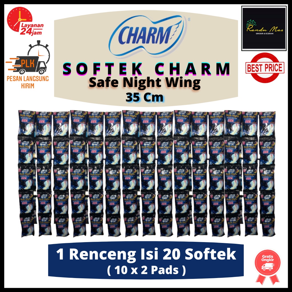 Charm Pembalut Safe Night 35Cm Wing Isi 20 Pads Softex Charm Wanita Butterfly Wings Softek Unicharm Original Ekonomis Nyenyak Sampai Pagi