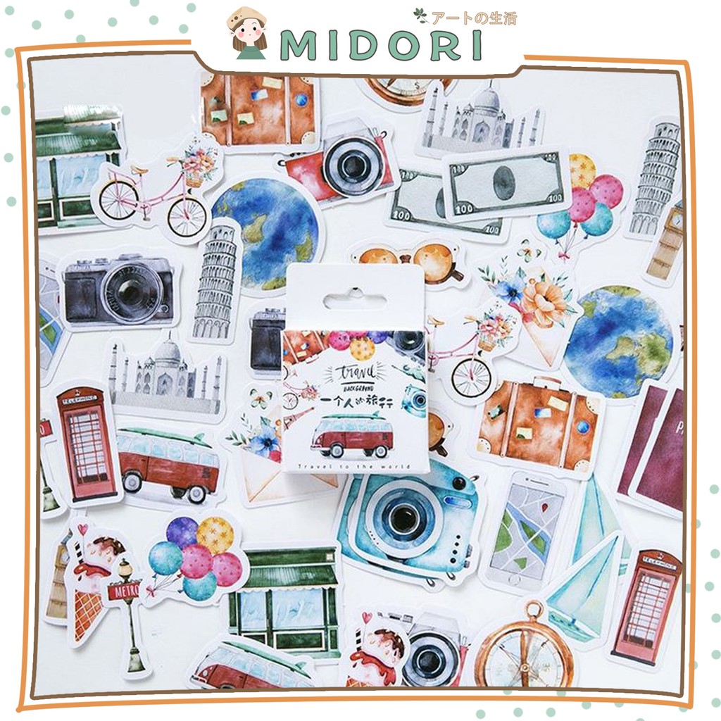 

[MIDORI] 45 Pcs TOUR BUS Deco Sticker Planner DIY Scrapbook Stiker Dekor Jurnal Kotak - B0047