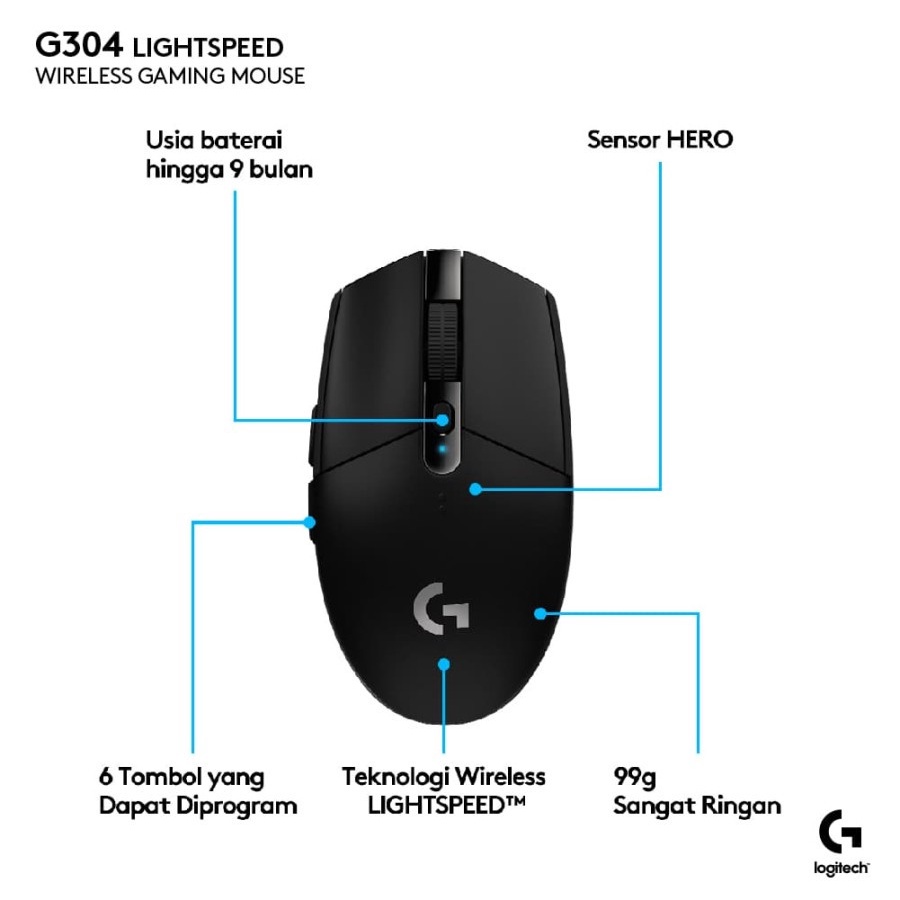 Logitech G304 Lightspeed WIRELESS GAMING MOUSE MACRO 12K DPI