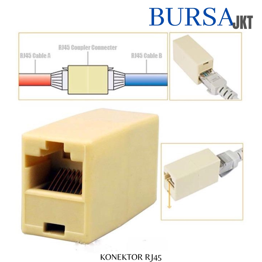 KONEKTOR SAMBUNGAN RJ45 CRIMPING CAT 5 CAT 5E CAT 6 FEMAIL TO FEMAIL RJ45 CREAM