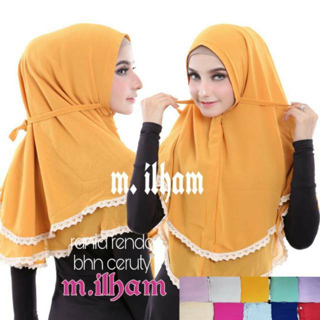 Jilbab Instan Ceruti 2 Layer List Renda Non Pet