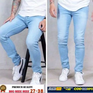 Celana Jeans Pria panjang Skinny Slim Fit Pensil Melar