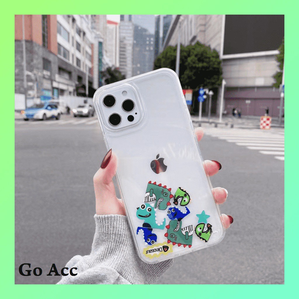 Dino Soft case Air Glitter Iphone 6 6s 7 8 SE 6+ 6s+ 7+ 8+ X Xs Xr Xs Max 11 12 13 Pro FH04