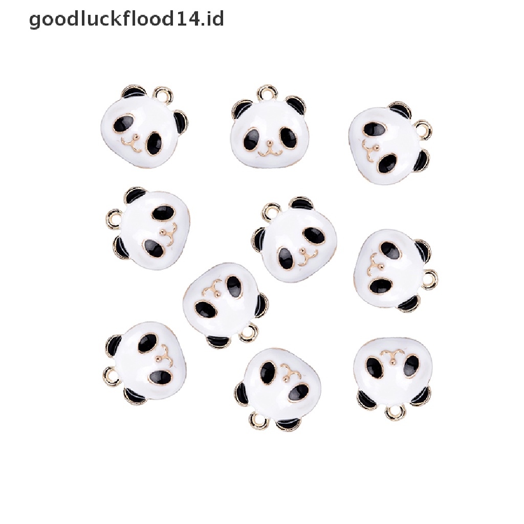 [OOID] 10Pcs/Set Cute Panda Animals Alloy Enamel Charms Pendant DIY Craft Jewelry Gift ID