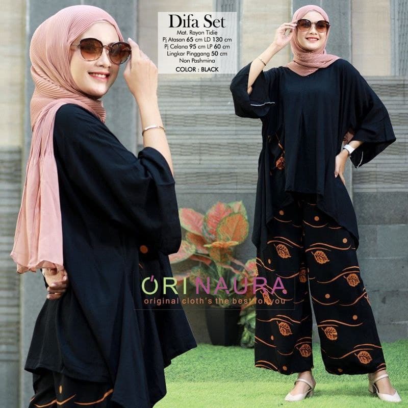 ONE SET WAKA WAKA DIFA SET 2 in 1 JUMBO  (ATASAN  + CELANA ) / SETELAN WAKA WAKA RAYON / SET RAYON