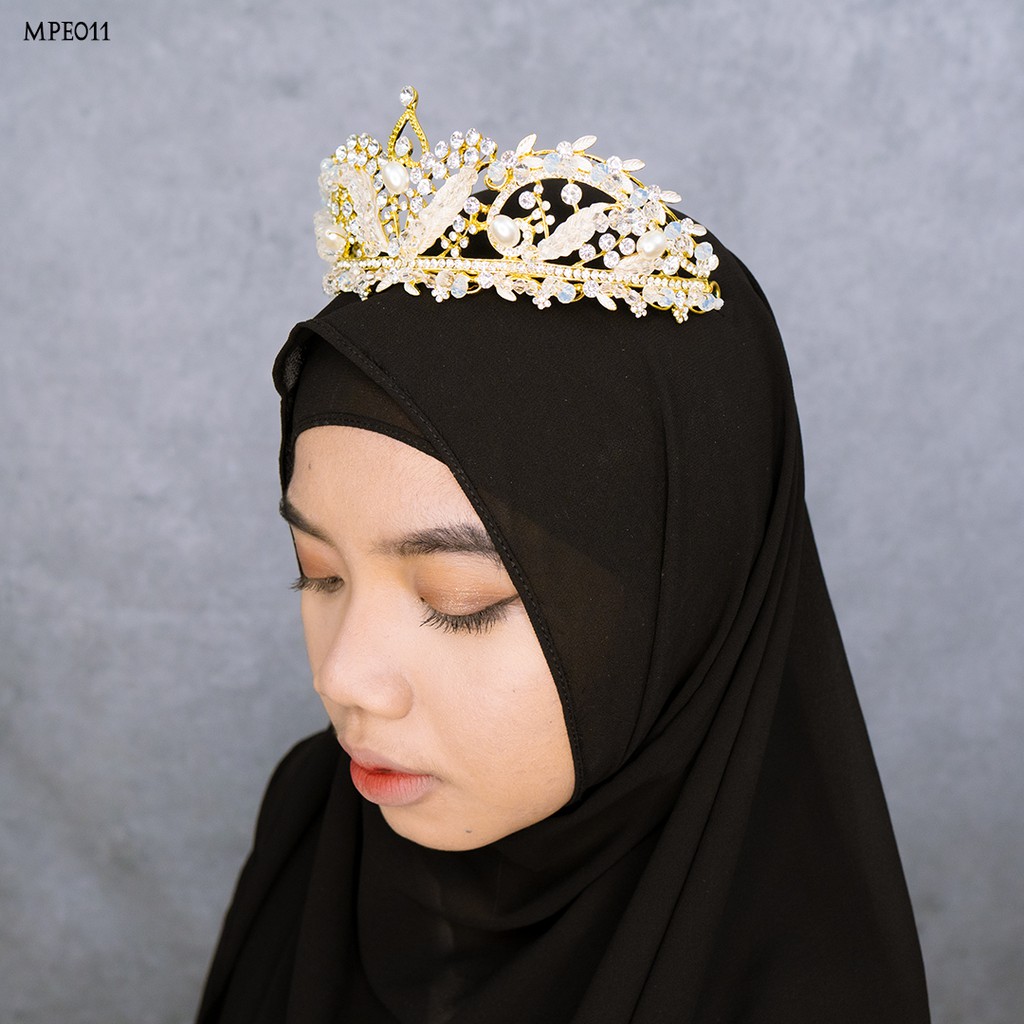 [STOK TERBATAS] MAHKOTA BRIDAL PENGANTIN HIJAB FASHION SILVER GOLD MPE011