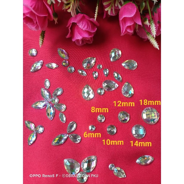 PAYET KRISTAL JAHIT DIAMOND,BULAT PELANGI.6 SIZE