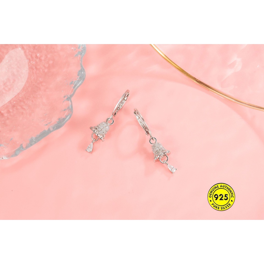 Anting Klip Bahan S925 Silver Aksen Berlian Gaya Korea Retro Untuk Wanita