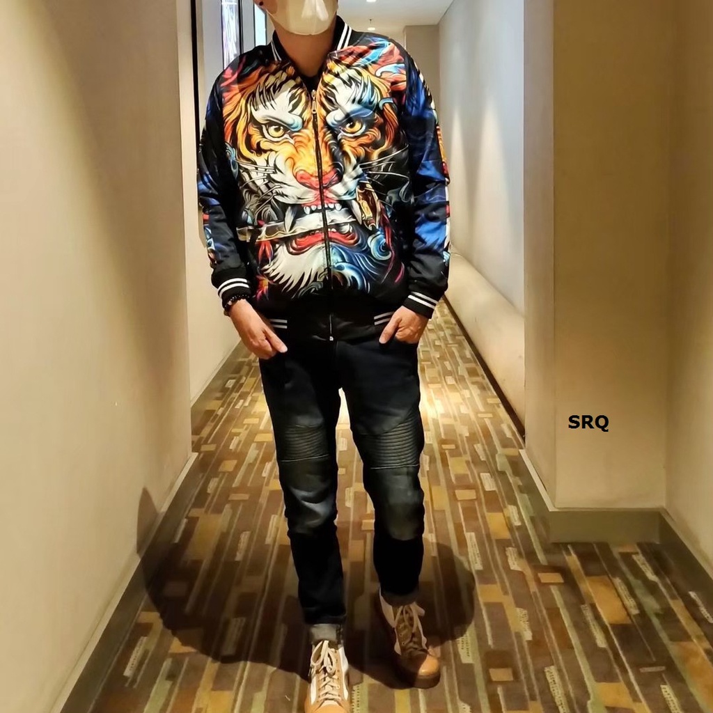 Jaket Sukajan Naga Jacket Dragon Bahan Parasut Jepang Japan Pria Lelaki Laki Cowo Cowok