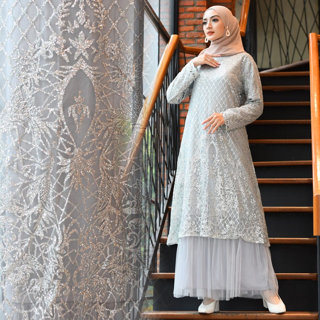 Gamis muslim mewah terbaru_Gamis kondangan mewah_Gamis kekinian_Gamis amanda