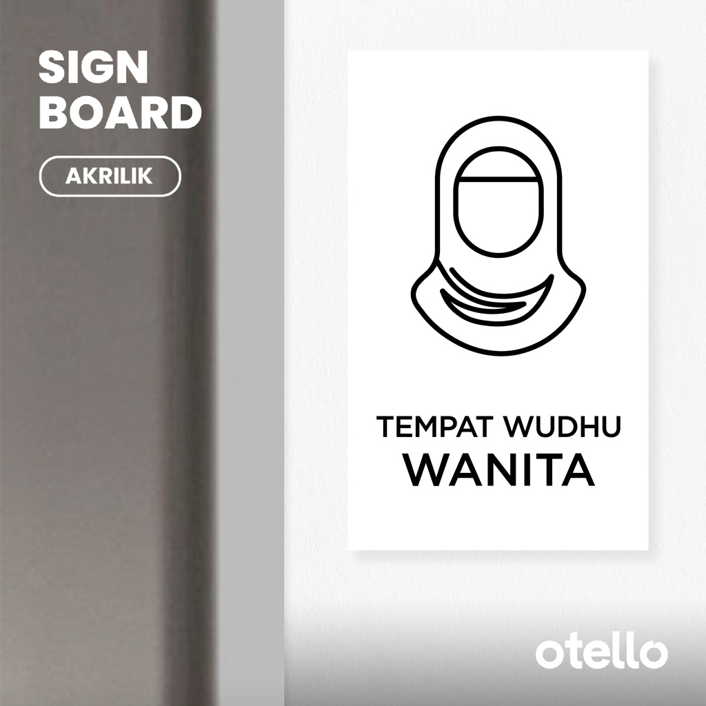 Otello Tempat Wudhu Wanita Sign Board Acrylic Print Label Tempel Akrilik Nama Ruangan Signage Petunjuk Ruang