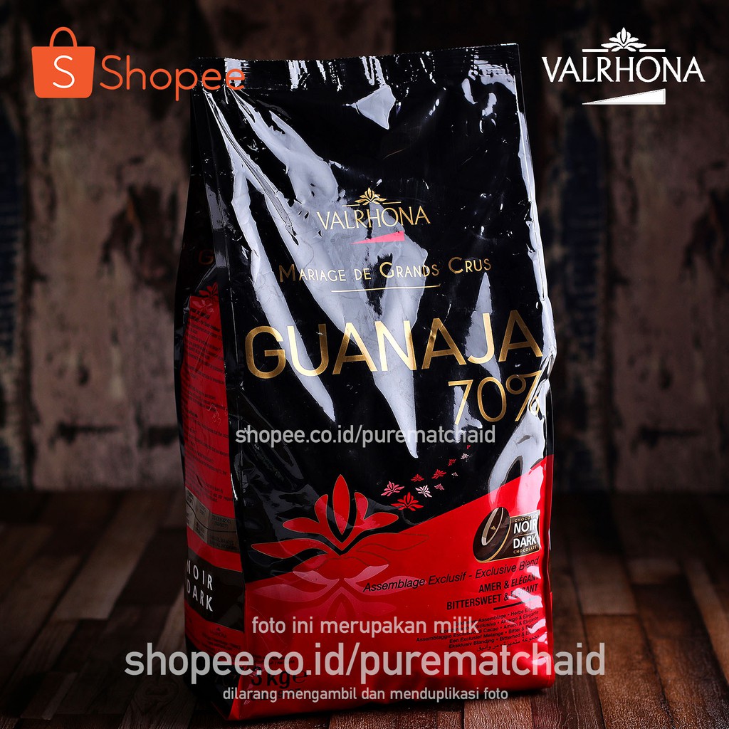 

Valrhona Guanaja 70% Dark Chocolate 500gr Couverture Coklat Coin Pahit