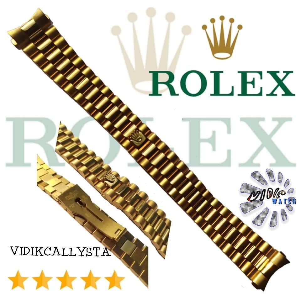 Tali Strap Rantai Rolex 20mm Stainless steel Jam Rolex President Gold