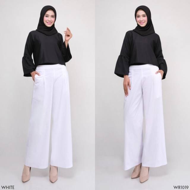 WHITE STRETCH KULOT FIT TO L Kulot Wanita Katun Stretch Putih Bersih Original Realpict