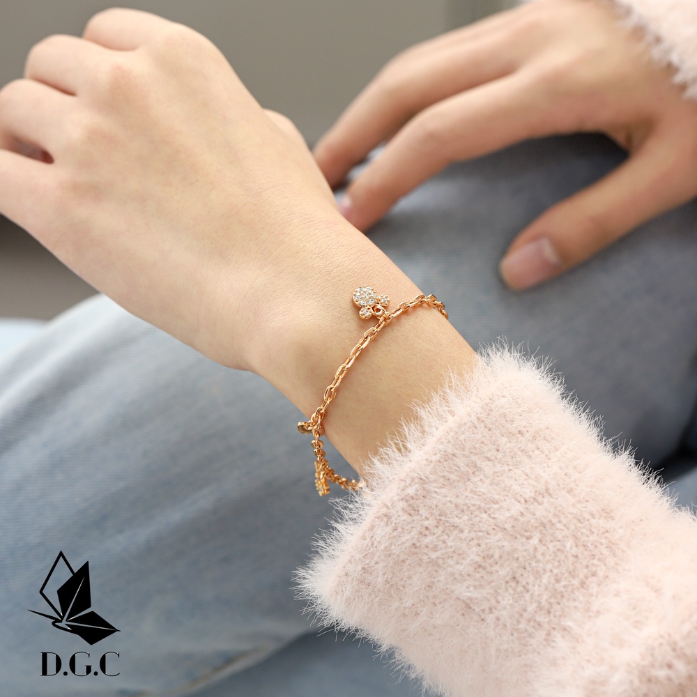 COD Gelang Wanita Titanium Stainless Steel Mewah Rose Gold Bell Mickey Gelang Gaya Korea Wanita Aksesoris Gelang ✨DGC✨ D215