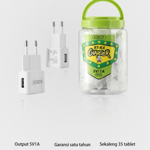 Adaptor Charger Robot RT-K4 Original 1A Asli 100% Batok Robot High Quality Adaptor Lampu Lentera Mus