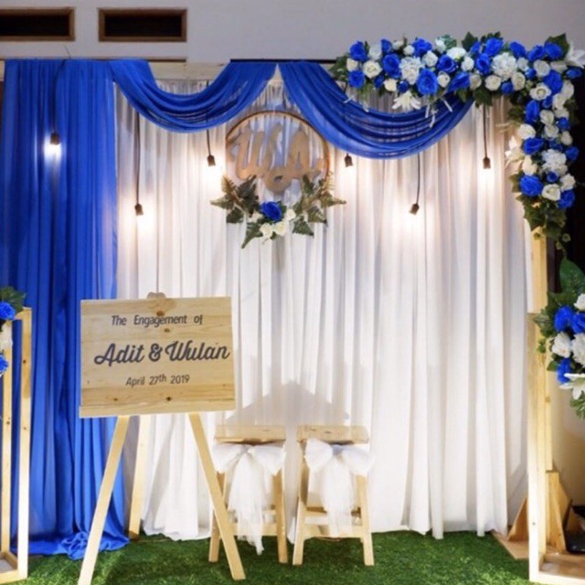 Jual Kain Dekorasi Dekor Warna Biru Benhur / Kain Backdrop / Kain