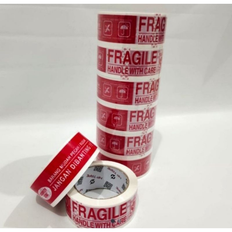 

LAKBAN FRAGILE MERAH PUTIH 1 DUS 72 ROLL 48MM X 100 Yard