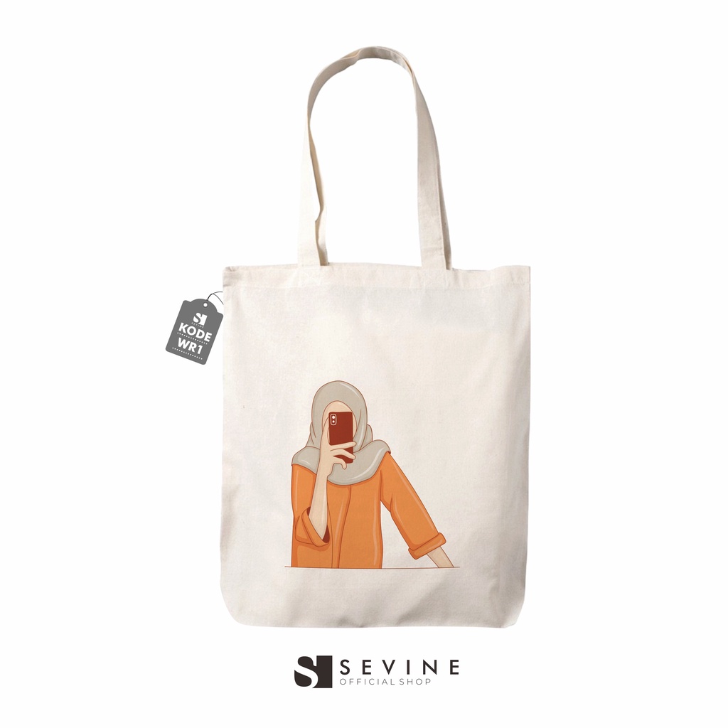 Sevine Totebag Drill Tas Fashion Wanita Tote Bag Resleting Desain Simple - WR