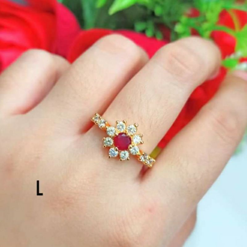 Cincin Dewasa Permata kombinasi warna gold perhiasan remaja modern (COD)