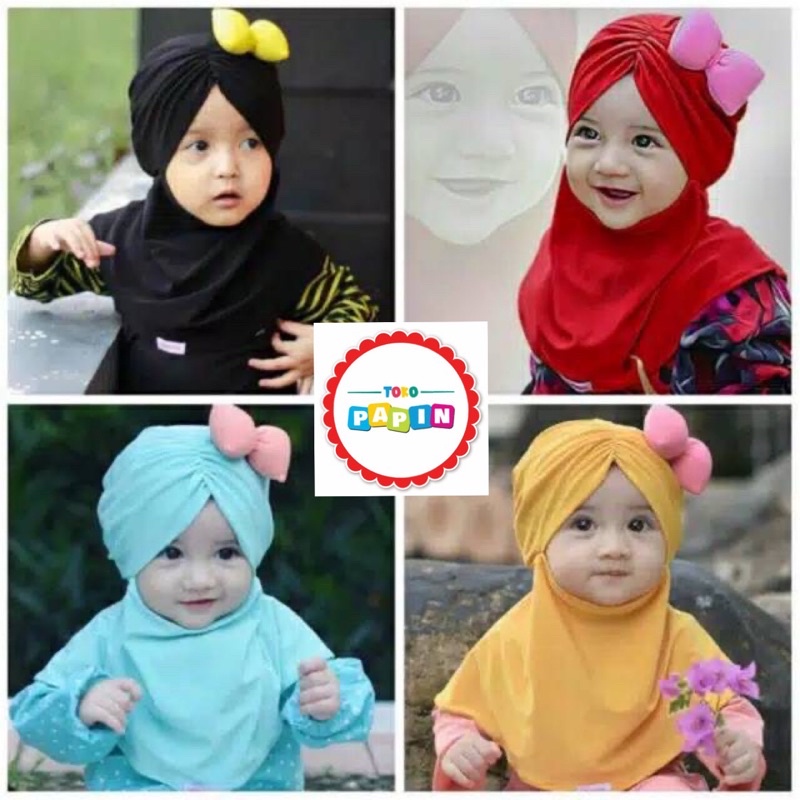 TokoPapin Jilbab bayi anak pita lucu kerudung bayi anak hijab bayi anak pita