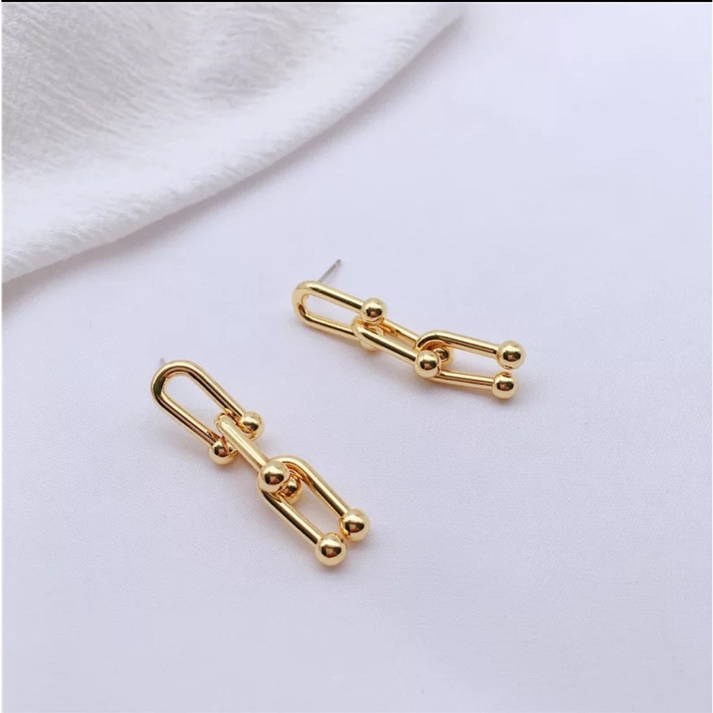 Anting Model U Dengan 2 Rangkai dan 3 Rangkai Warna Rose Gold, Gold dan Silver