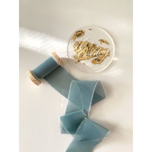 

SILKY RIBBON IN AQUA MARINE- wedding ribbon / calligraphy ribbon / vows ribbon / pita buket / styling