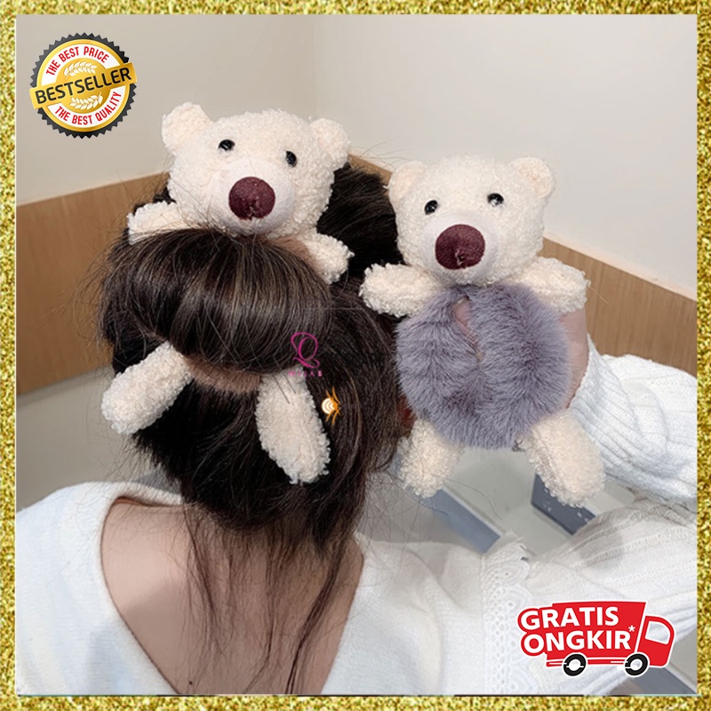 IKAT RAMBUT WANITA KOREA BEAR BONEKA LUCU KUNCIRAN RAMBUT AKSESORIS FASHION KOREA IMPORT AK76