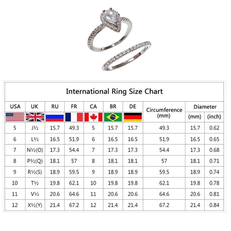 2pcs / Set Cincin Sterling Silver 925 Dengan Cubic Zirconia Untuk Wanita