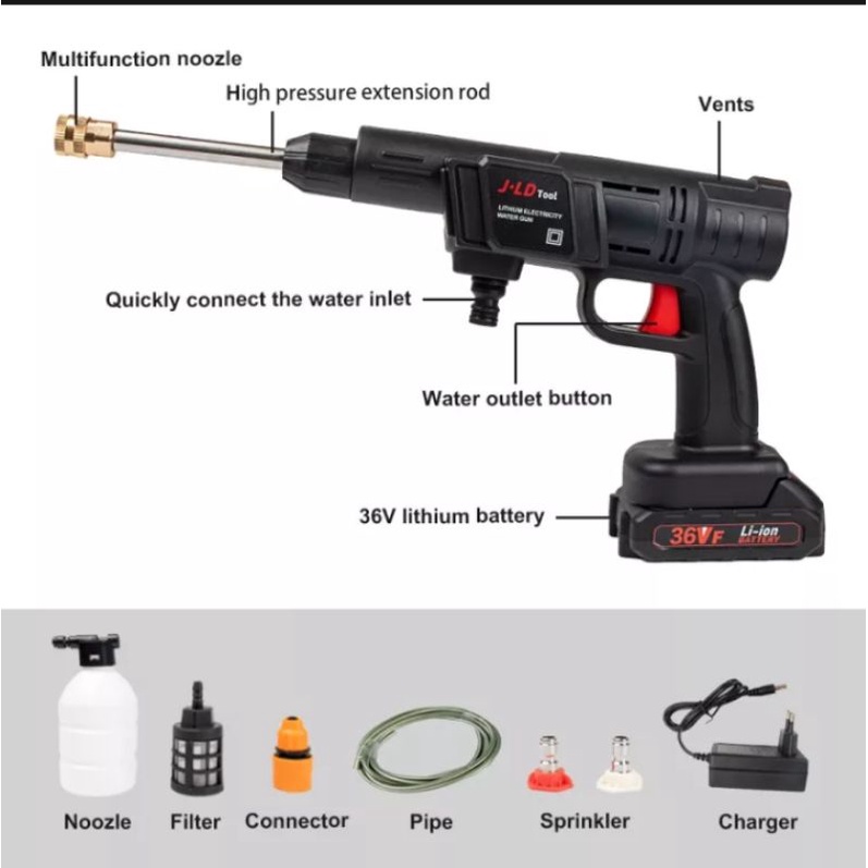 JLD JET CLEANER 36V STEAM CORDLESS MESIN CUCI AC MOTOR MOBIL Pressur - jet Cleaner