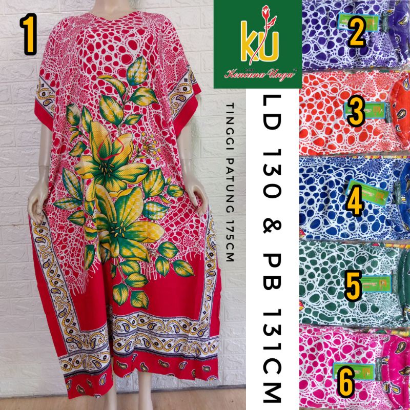 Ld Kalong Serut KUi-Jumbo Batik Kencana Ungu Label Hijau Longdress Daster Panjang Lowo Kelelawar Big