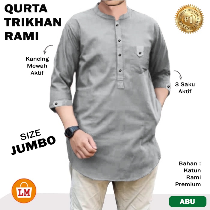 Baju Koko QURTA TRIKHAN RAMI JUMBO Bahan Katun Rami M - XXXL TERBARU TERMURAH TERLARIS LMS 27658 27660 27662 27664 27666