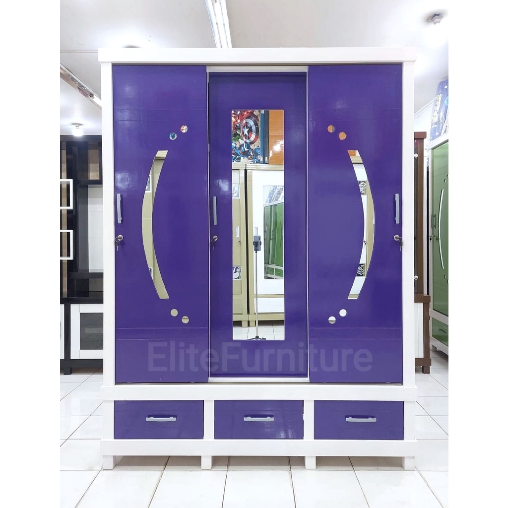 Lemari Baju Gamis Sleding / Lemari Pakaian Sleding Lemari Pakaian 3Pintu / Lemari Pakaian Baju 3Pint