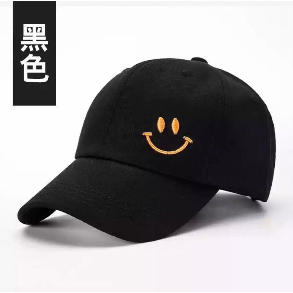 TOPI DISTRO Baseball SMILE -Embroidered hip hop snacpback adjustable Keren Berkualitas dan Real Pict