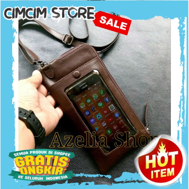 TAS KEKINIAN TERBARU TERMURAH / tas hp selempang kulit asli-dompet kulit hp-pria-wanita-original