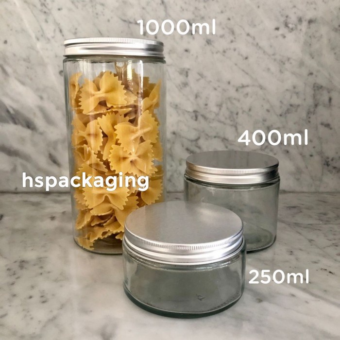 1000ml Toples Jar Botol Kaca / Glass Jar 1000 ml tutup aluminium