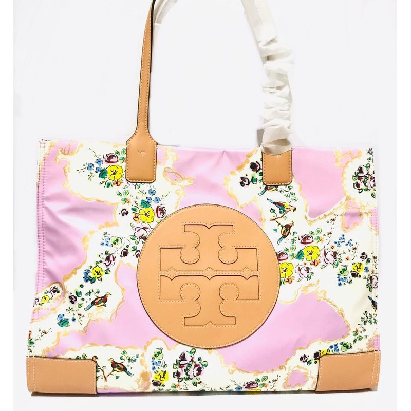 tas tory burch ella nylon large tote pink porcelain