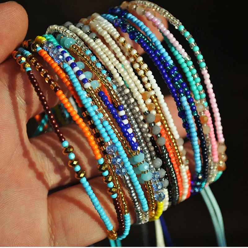 [ Popular  Adjustable Multi-layer  Ethnic Rope Bracelet ] [ Fashion Handmade Bohemian Beads Bracelet  ] [ Colourful Seed Bead Charm Bracelet ]