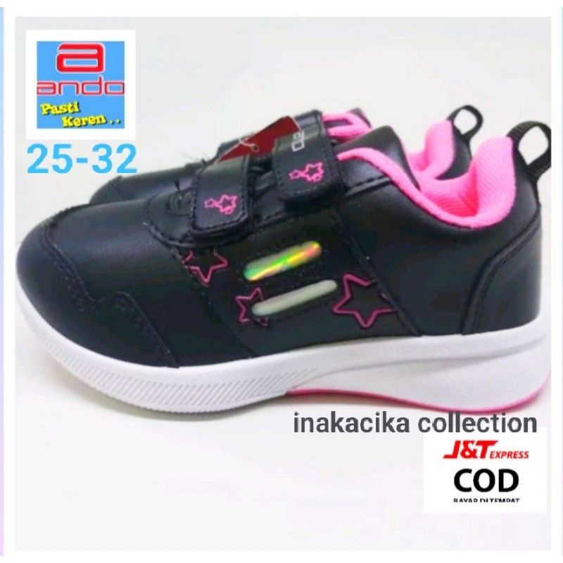 SEPATU ANAK ANDO TINLEY &amp; LILY FLY VELCRO KARAKTER ORIGINAL PEREKAT KUALITAS IMPORT PAUD TK SEKOLAH